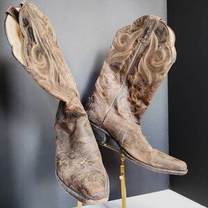 J.B. Dillon Womens Western Cowgirl Boots Size 11 B Brown Goat Leather JBW2300